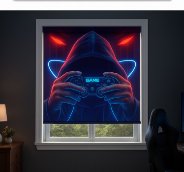 Roleta gamer gracz w kapturze neonowym - TenStickers