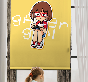 Zwariowana roleta ilustracja dziewczyna gracza - TenStickers