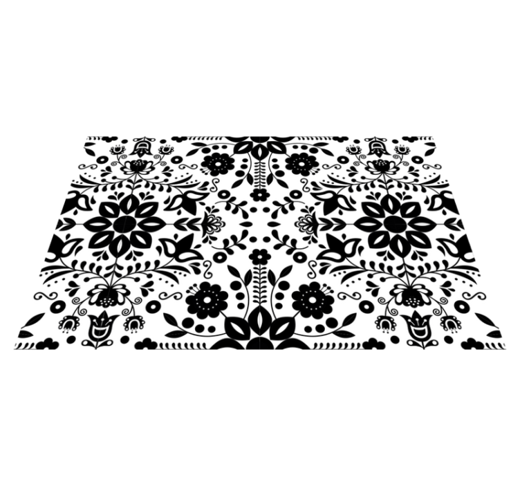 Podkładki na stół w kwiaty Czarny wzór ludowy - TenStickers