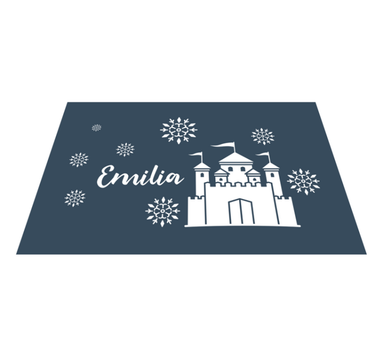 Podkładka zamek z płatkami śniegu i imieniem - TenStickers