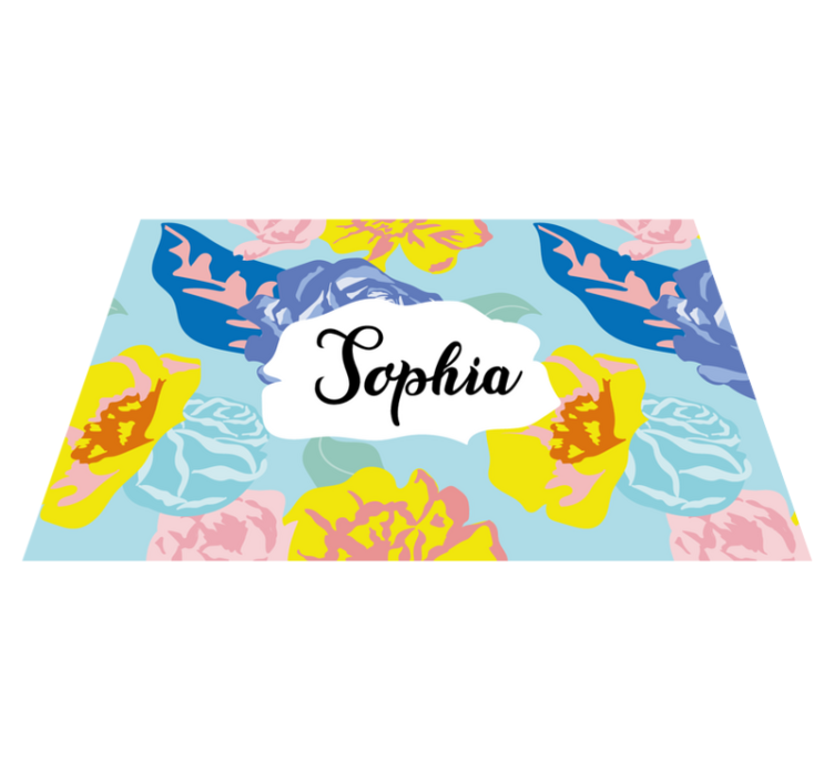 Podkładka na stół z imieniem Niebieskie i żółte liście - TenStickers