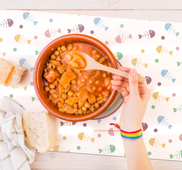 Podkładki na stół z imieniem kolorowe ości - TenStickers