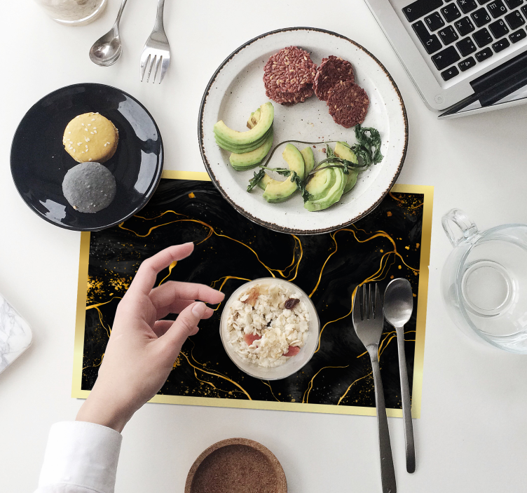 Mata stołowa czarna marmurowa - TenStickers