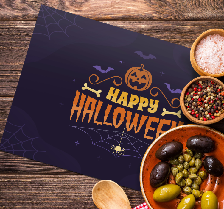 Podkładki na stół Happy Halloween z dynią - TenStickers