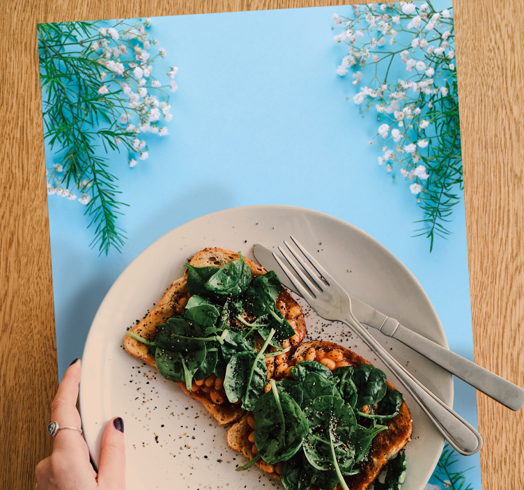 Oryginalne podkładki na stół Niebieskie tło z kwiatami - TenStickers