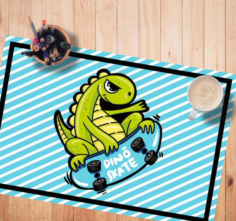 Podkładka na stół dla dzieci dino przygoda na deskorolce - TenStickers