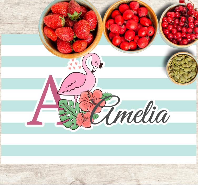 Podkładka na stół dla dzieci flamingo monogram amelia - TenStickers