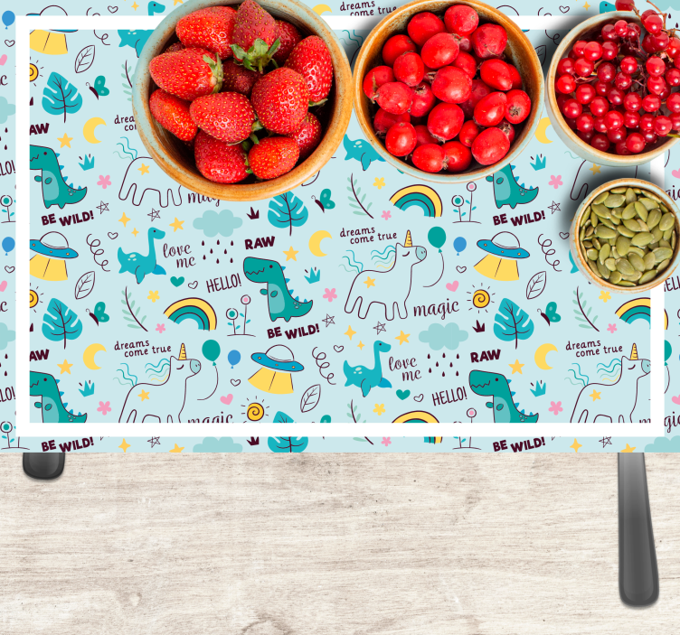 Podkładka na stół dla dzieci kolorowa dino fantazja - TenStickers