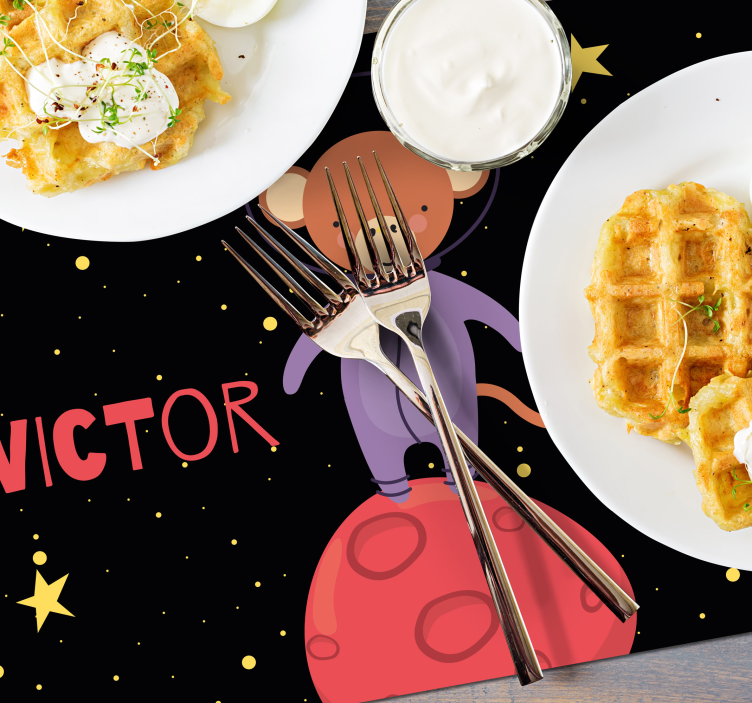 Podkładka na stół dla dzieci przygoda małpki astronauty - TenStickers