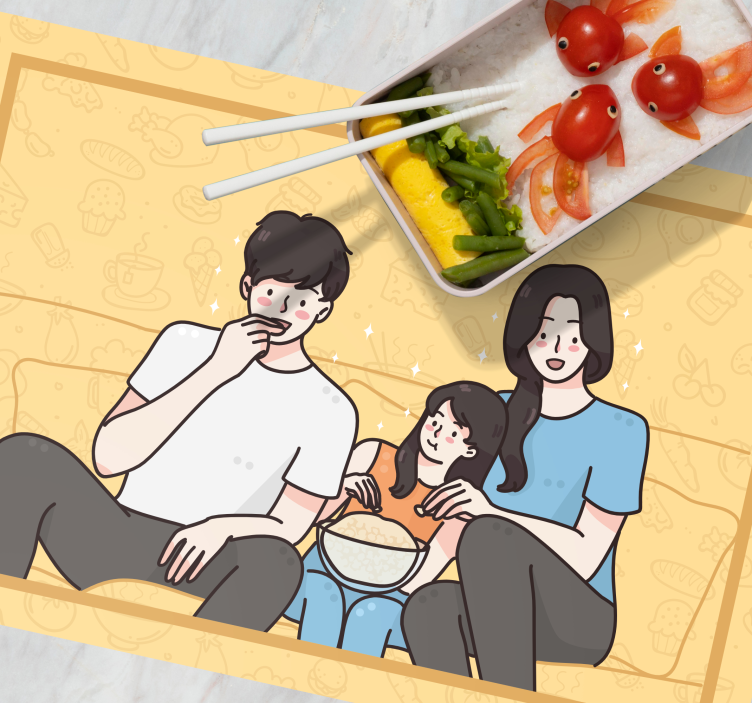 Podkładka na stół dla dzieci rodzina cieszy się przekąskami - TenStickers