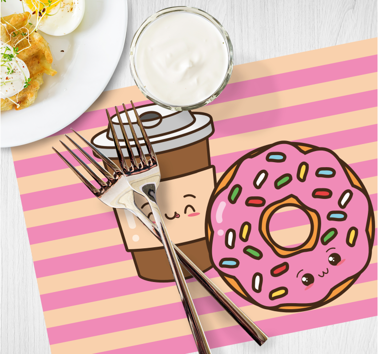 Podkładka na stół dla dzieci uroczy donut z kawą - TenStickers