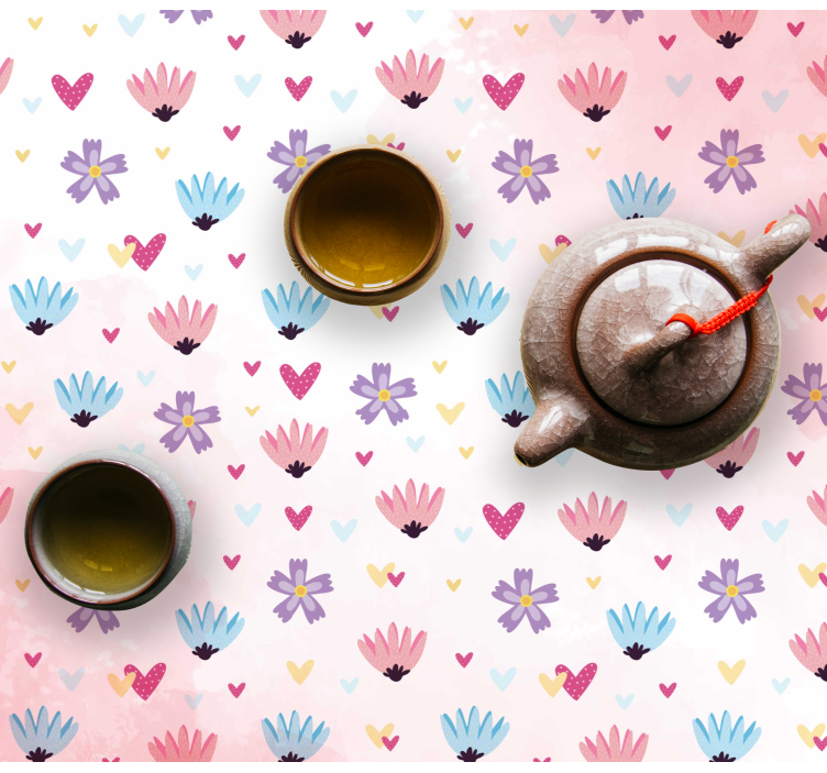 Podkładka na stół dla dzieci wzory kwiatowych serc - TenStickers