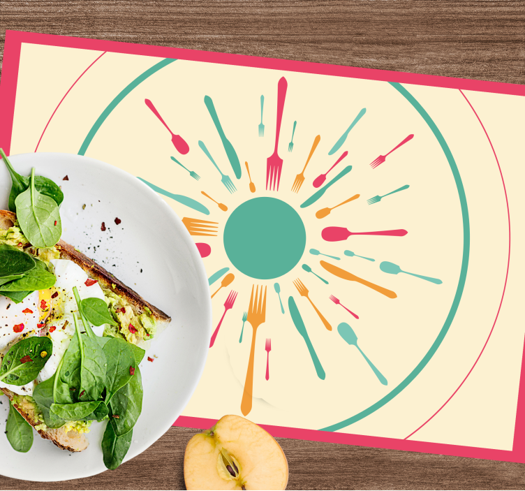 Podkładka na stół nowoczesna kolorowy wybuch sztućców - TenStickers