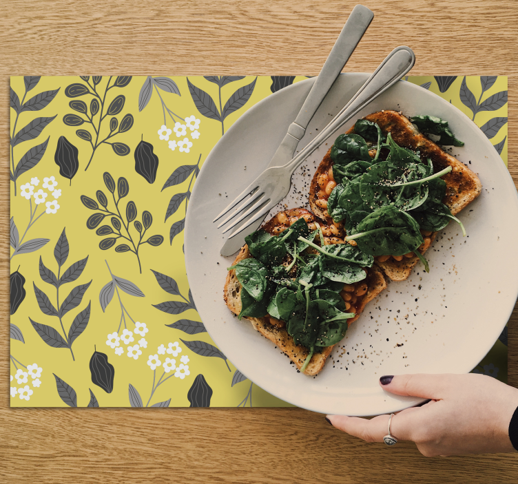 Podkładka na stół nowoczesna kwiatowy motyw żółty - TenStickers