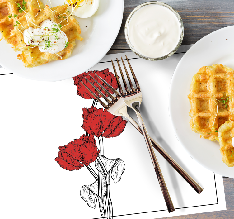 Podkładka na stół oryginalna czerwony bukiet kwiatów - TenStickers