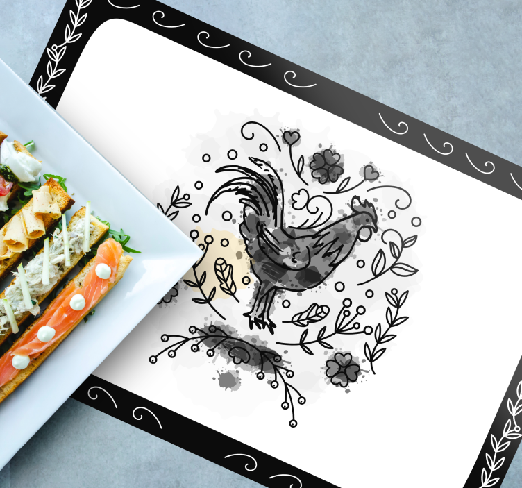 Podkładka na stół nowoczesna elegancka ilustracja koguta - TenStickers