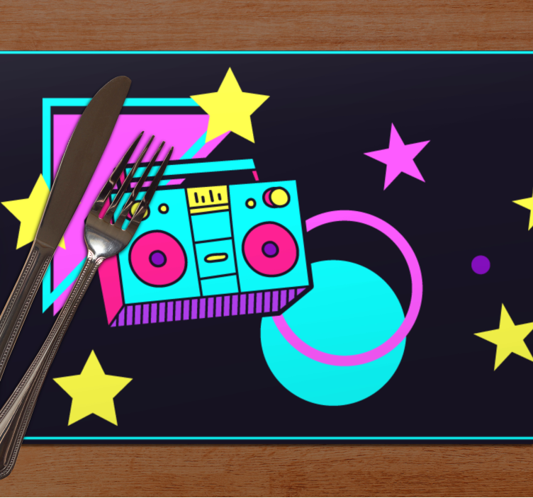 Podkładka na stół oryginalna kolorowy retro boom box - TenStickers