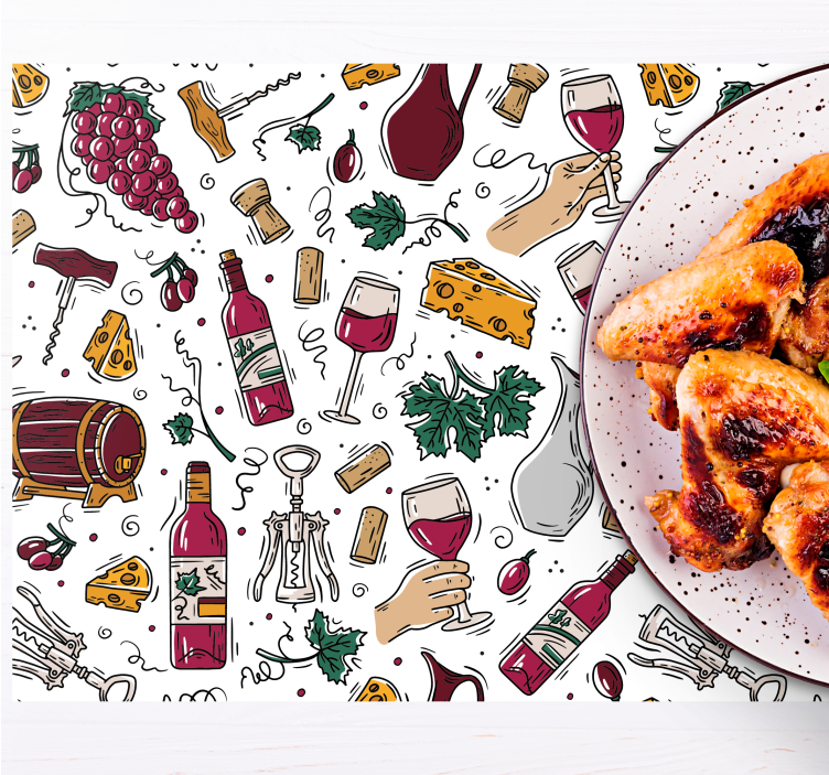 Podkładka na stół oryginalna motyw wina i sera - TenStickers