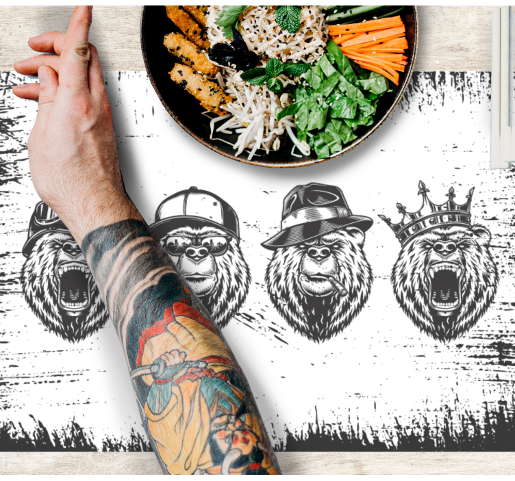 Podkładka na stół oryginalna portrety stylowych niedźwiedzi - TenStickers