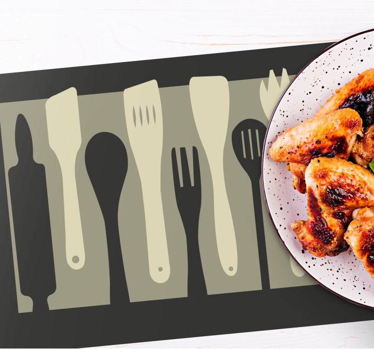 Podkładka na stół oryginalna sylwetki przyborów kuchennych - TenStickers