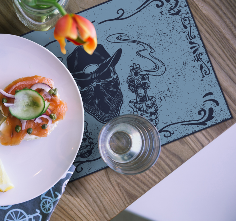 Podkładka na stół oryginalna twarz kowboja z pistolami - TenStickers