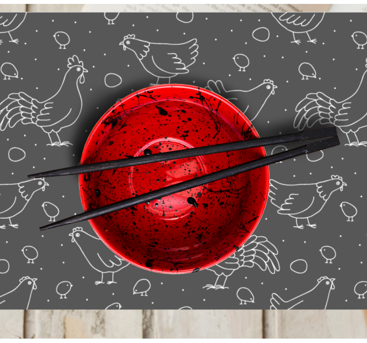 Podkładka na stół oryginalna urokliwa kura w miskach - TenStickers
