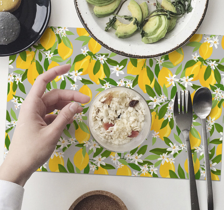 Podkładka na stół oryginalna wzór kwiatów cytrynowych - TenStickers