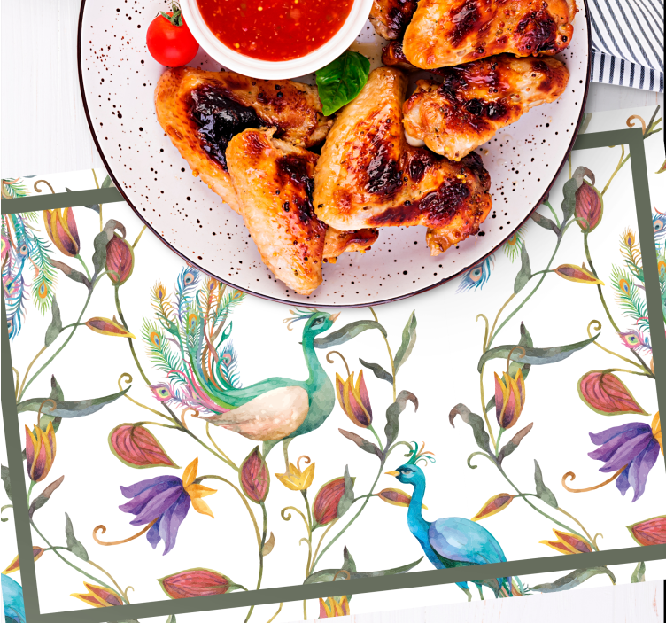 Podkładka na stół oryginalna wzór kwiatów pawia - TenStickers