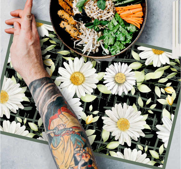 Podkładka na stół oryginalna wzór kwiatowy z stokrotkami - TenStickers