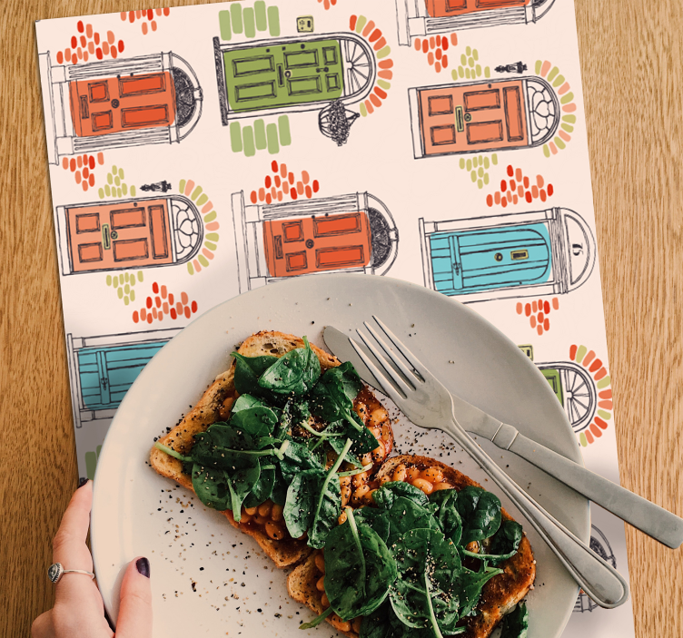 Podkładka na stół oryginalna wzory kolorowych drzwi - TenStickers