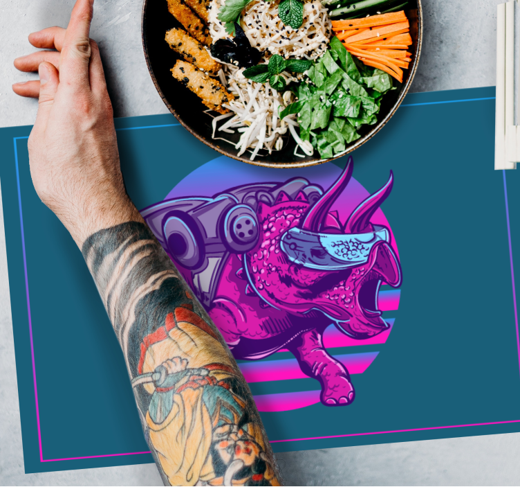 Podkładka na stół oryginalna z stylizowanym rynozaurem - TenStickers