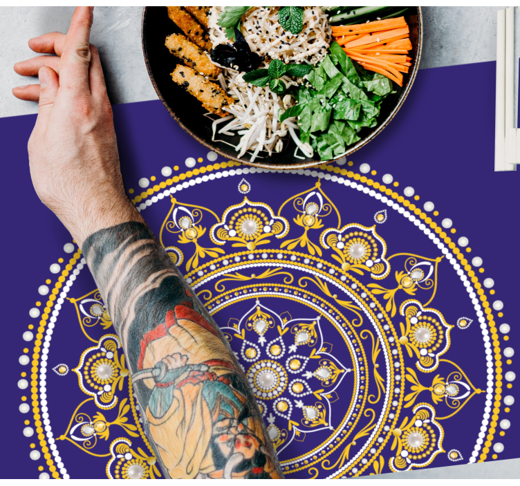 Podkładka na stół oryginalna złożona złota mandala - TenStickers