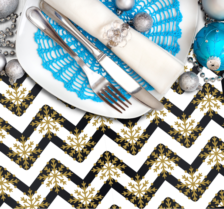 Podkładka na stół świąteczna w wzór chevron z płatkami - TenStickers