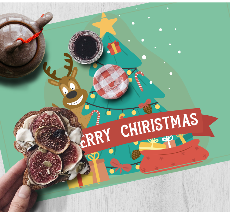 Podkładka na stół świąteczna wesołe drzewko Świąteczne - TenStickers