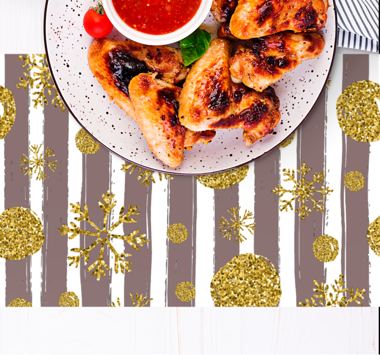 Podkładka na stół świąteczna złote Śnieżynki - TenStickers