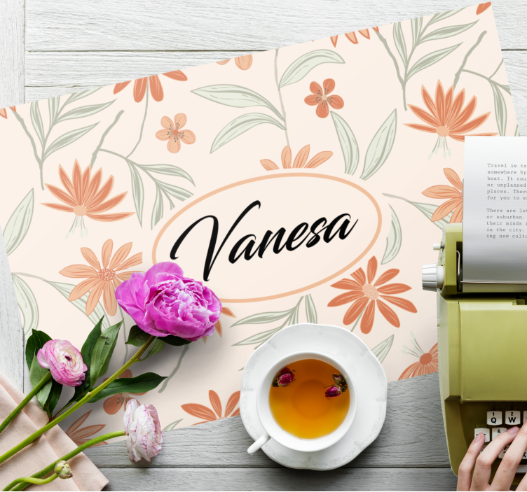 Podkładka na stół z imieniem w botanicznym stylu - TenStickers