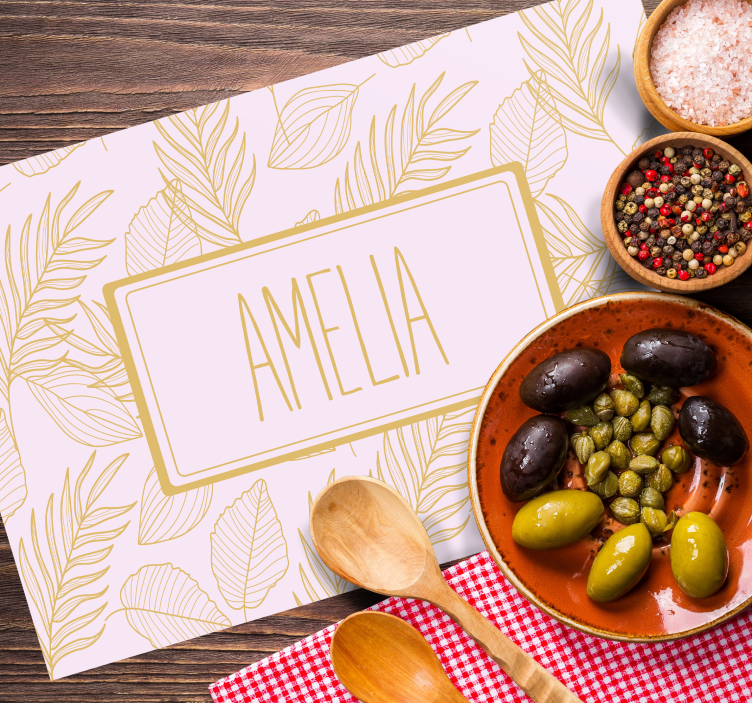 Podkładka na stół z imieniem wzór liściowy - TenStickers