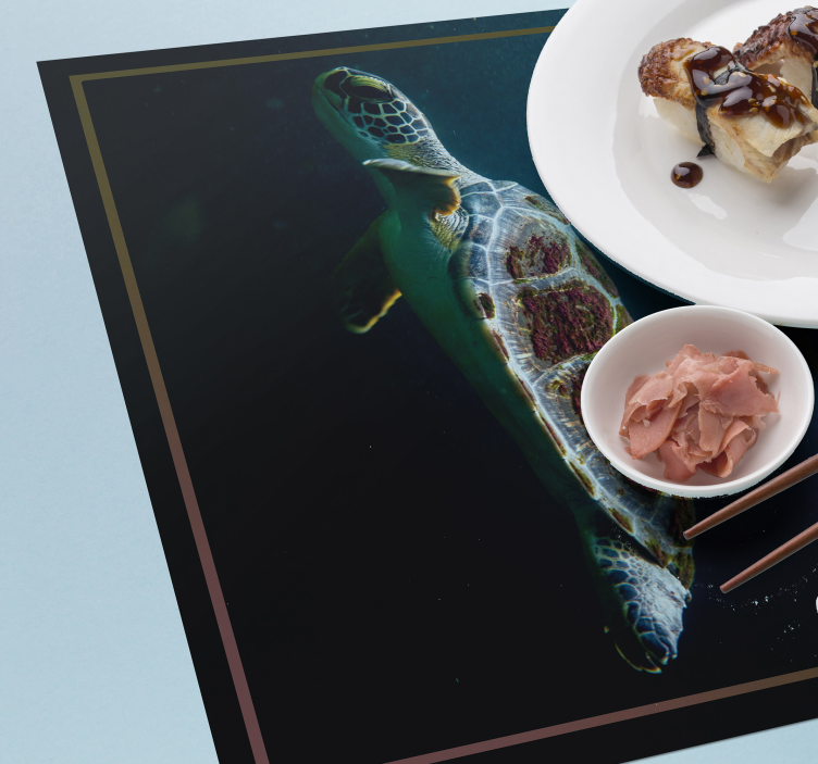 Czarne podkładki na stół pływający żółw - TenStickers