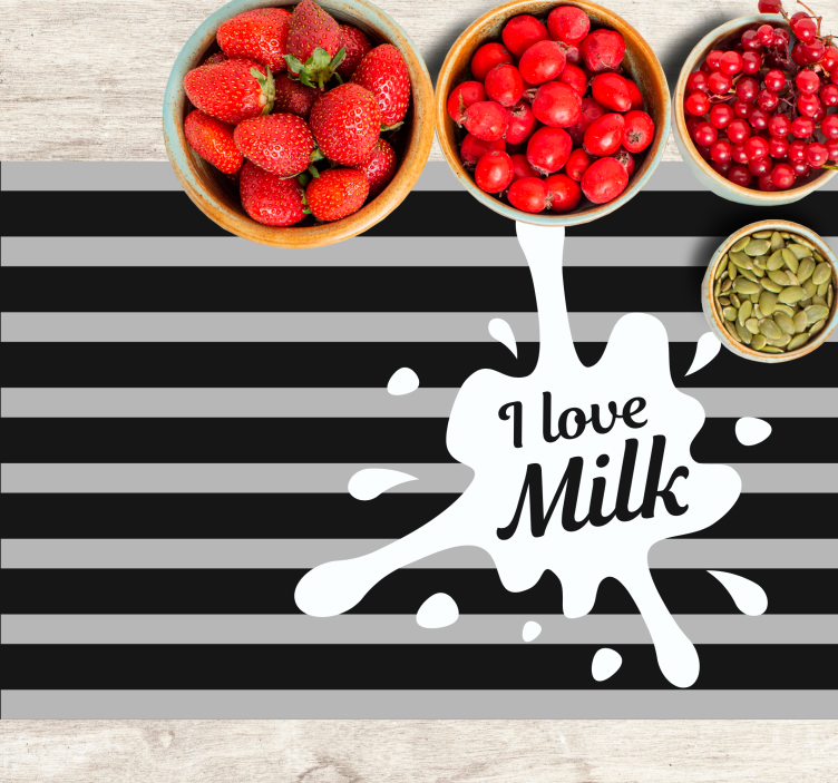 Podkładka na stół do restauracji Kocham mleko - TenStickers