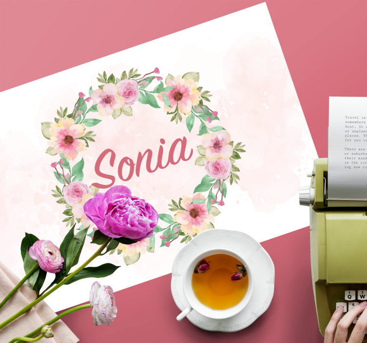 Podkładka na stół z imieniem akwarelowe kwiaty - TenStickers