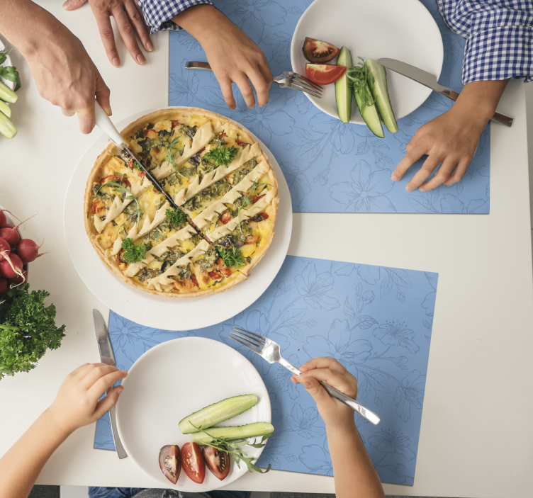 Eleganckie podkładki na stół Kwiatowy wzór niebieski - TenStickers