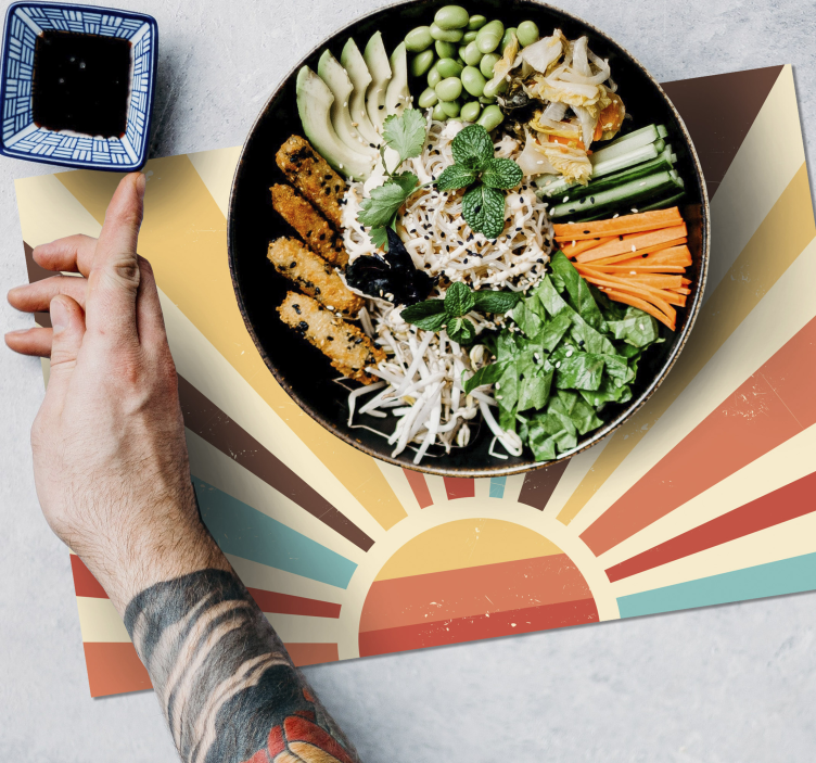 Podkładki pod talerze słońce lata 70 wzór vintage zachód słońca - TenStickers