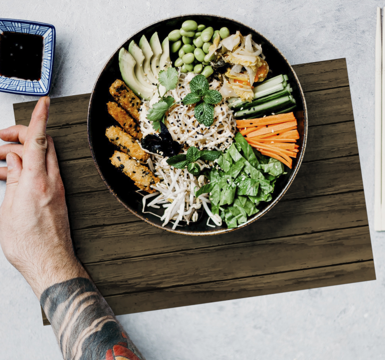 Wzorzyste podkładki na stół drewniany wzór - TenStickers