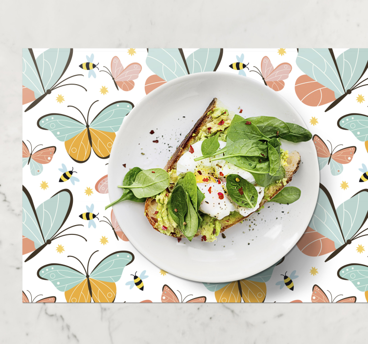 Podkładki na stół z motylami Motyle i pszczoły - TenStickers