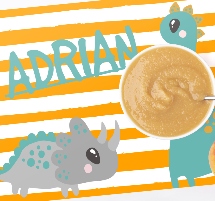 Podkładki na stół Dinozaur niebieski z imieniem - TenStickers