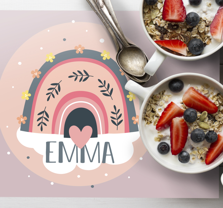 Podkładki na stół z imieniem Tęcza z imionami dla dzieci - TenStickers