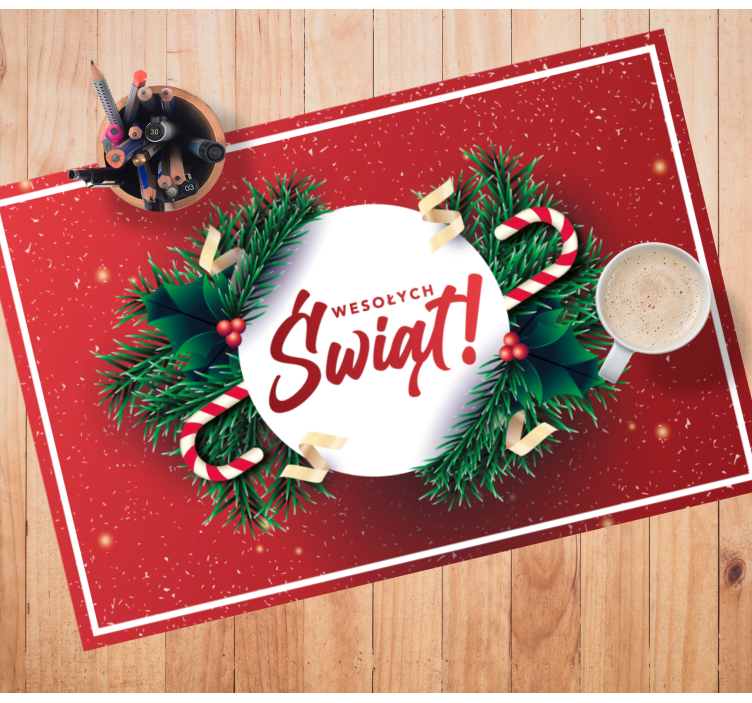 Podkładki na stół swiateczne Czerwone tło w białe kropki - TenStickers