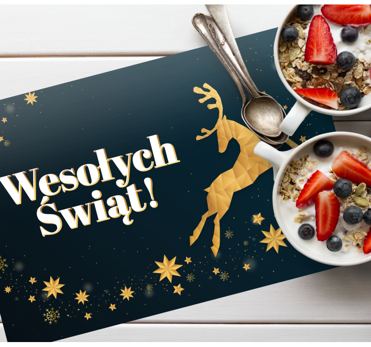 Podkładki na stół swiateczne Złoty renifer - TenStickers