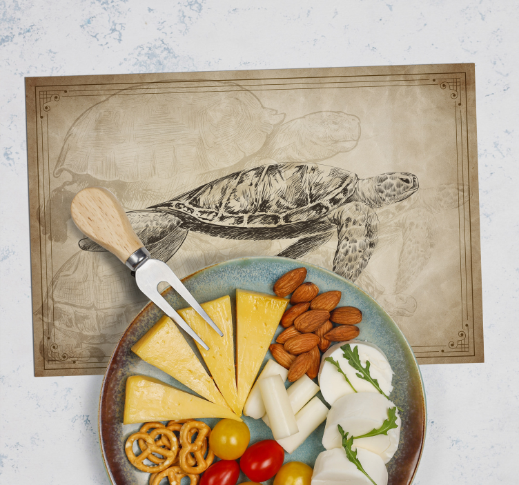 Podkładki pod talerze rysunek żółwia w sepii - TenStickers