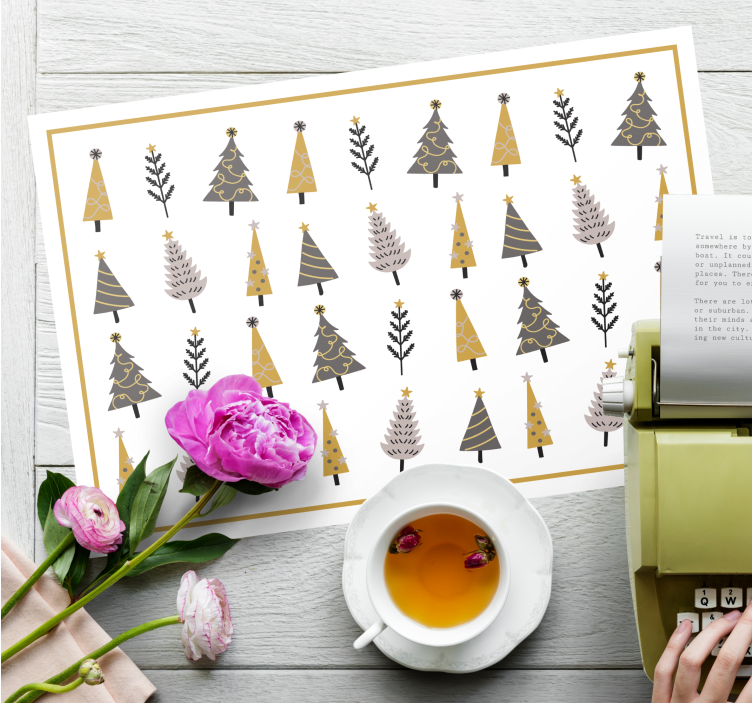 Podkładka na stół świąteczna Zestaw kolorowych choinek - TenStickers